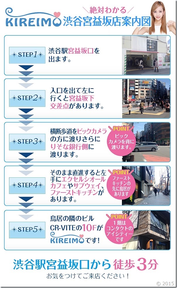 キレイモ渋谷宮益坂店までの道順です。